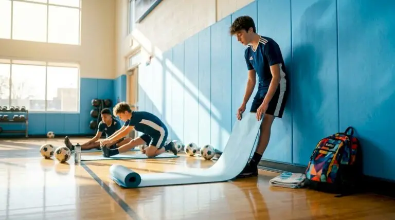 Teen soccer player preparing for yoga practice