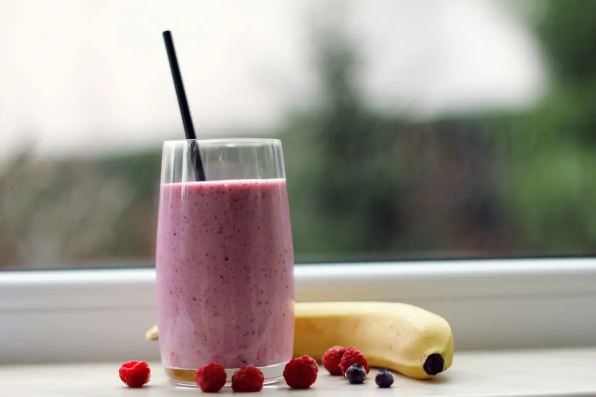Berry and banana recovery smoothie for youth soccer players
